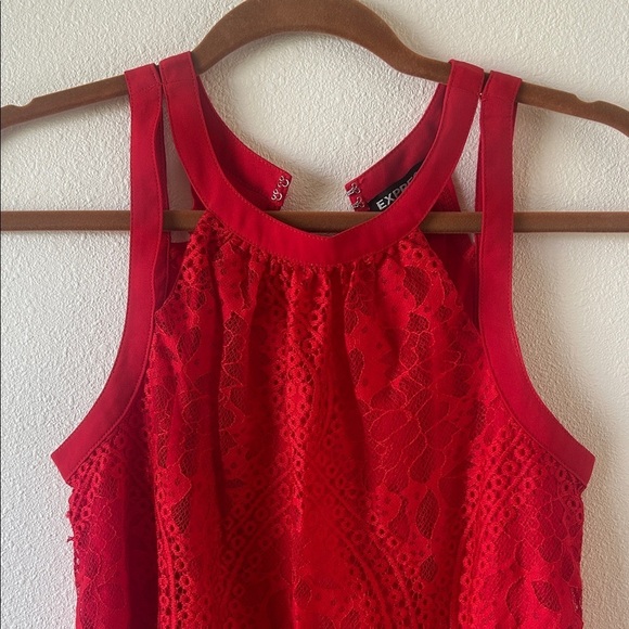 Express Vibrant Red Lace Tank Top - Picture 2 of 4